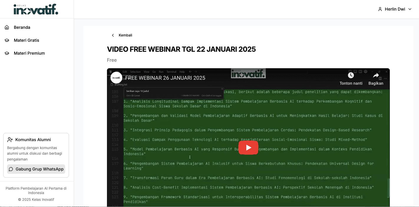 Selamat Datang di Ruang.Kelasinovatif.com: Platform Belajar Eksklusif untuk Member Komunitas Kelasinovatif!